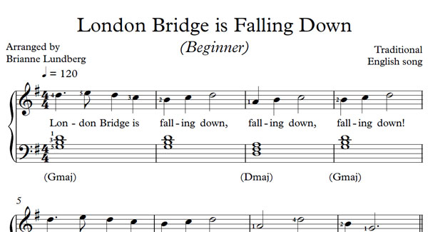 London Bridge is Falling Down Piano Sheet Music - Musical Bri